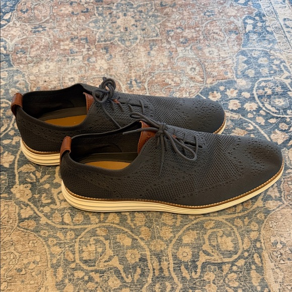 Cole Haan Navy Knit Oxford with Tan Accents